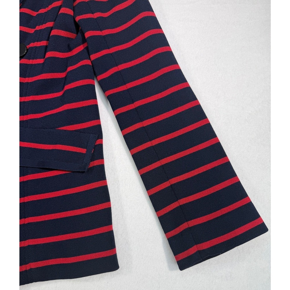 Veronica Beard Fontana Dickey Blazer Women's Medium Navy Red Striped Knit USA - Picture 13 of 16